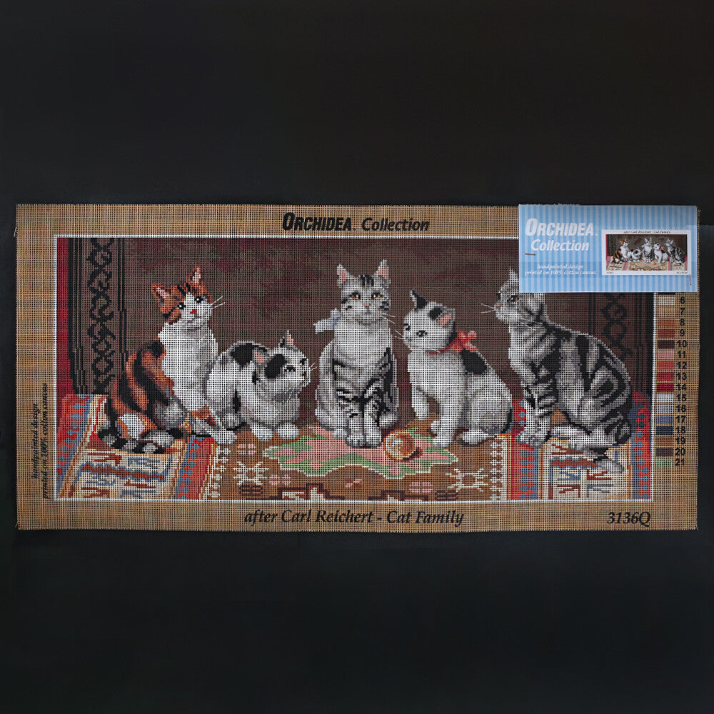 Orchidea 30x70 cm Carl Reichert - Cat Family Baskılı Goblen 3136Q